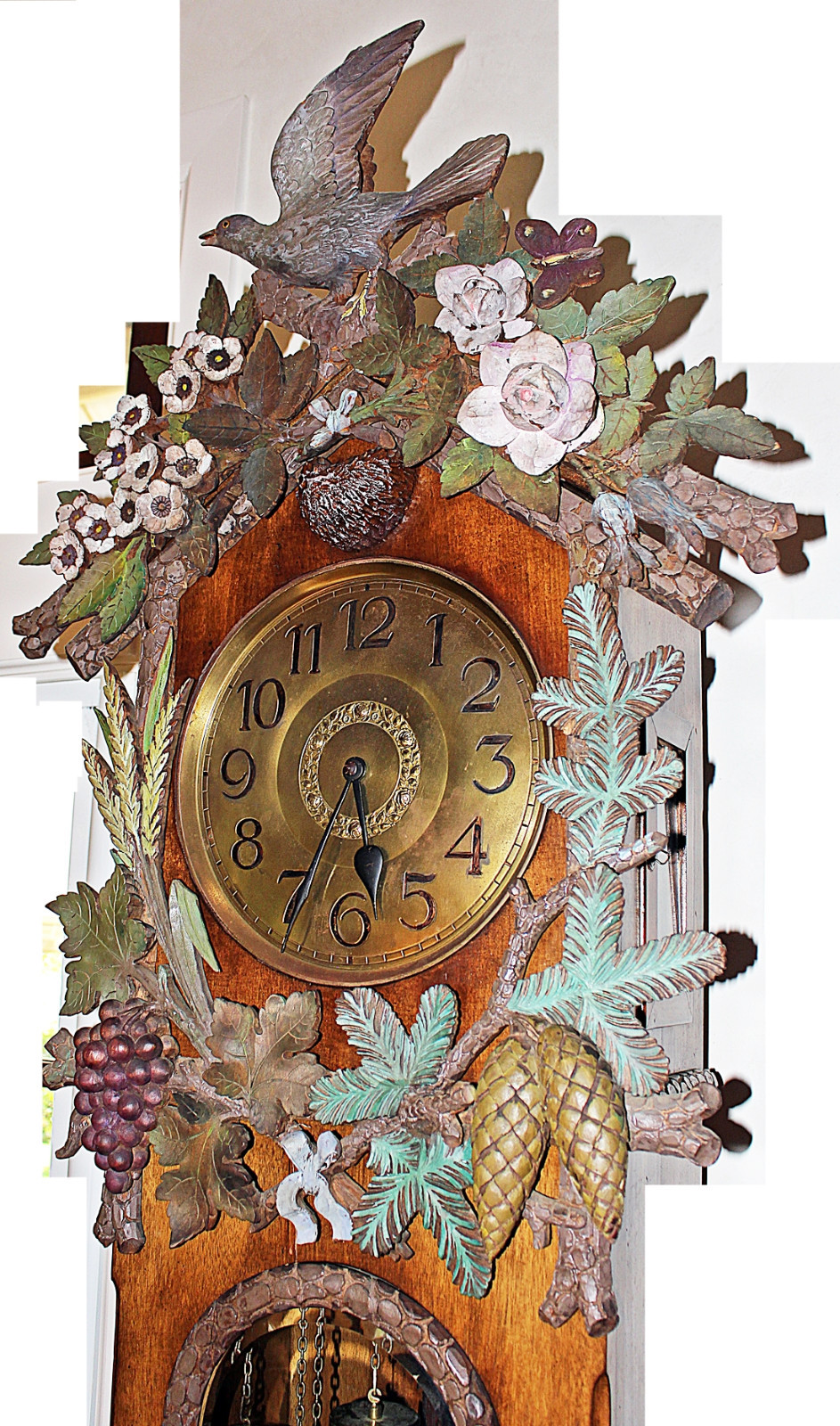 Black Forest 19th c. Carved Tall-Case Grandfather Clock