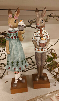 Oster Pärchen Kaninchen Hase Mädchen und Junge Landhausstil ca 28 cm hoch