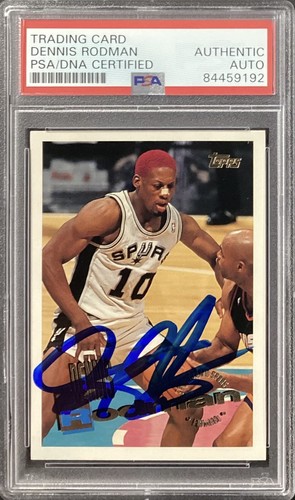 Dennis Rodman Signed 1995-96 Topps #69 Basketball Card Spurs Auto