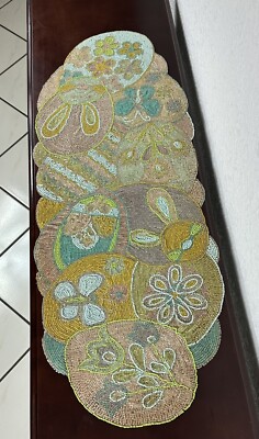 Handmade EASTER Egg Beaded Decorative Table Runner