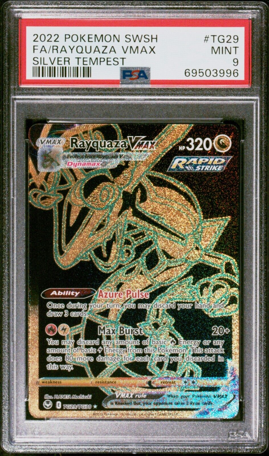 PSA 9 Rayquaza VMAX TG29/TG30 Silver Tempest Gold Full Art PSA 9 Rayquaza VMAX TG29/TG30 Silver Tempest Gold Full Art