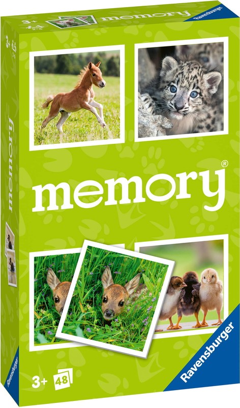 48 Karten Ravensburger Mitbringspiel Kartenlegespiel Tierbaby Memory 22458