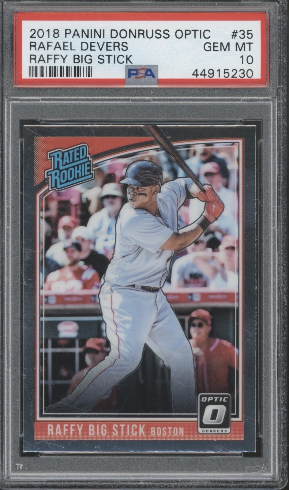 2018 Panini Donruss Optic Raffy Big Stick #35 Rafael Devers RC Gem Mint PSA 10
