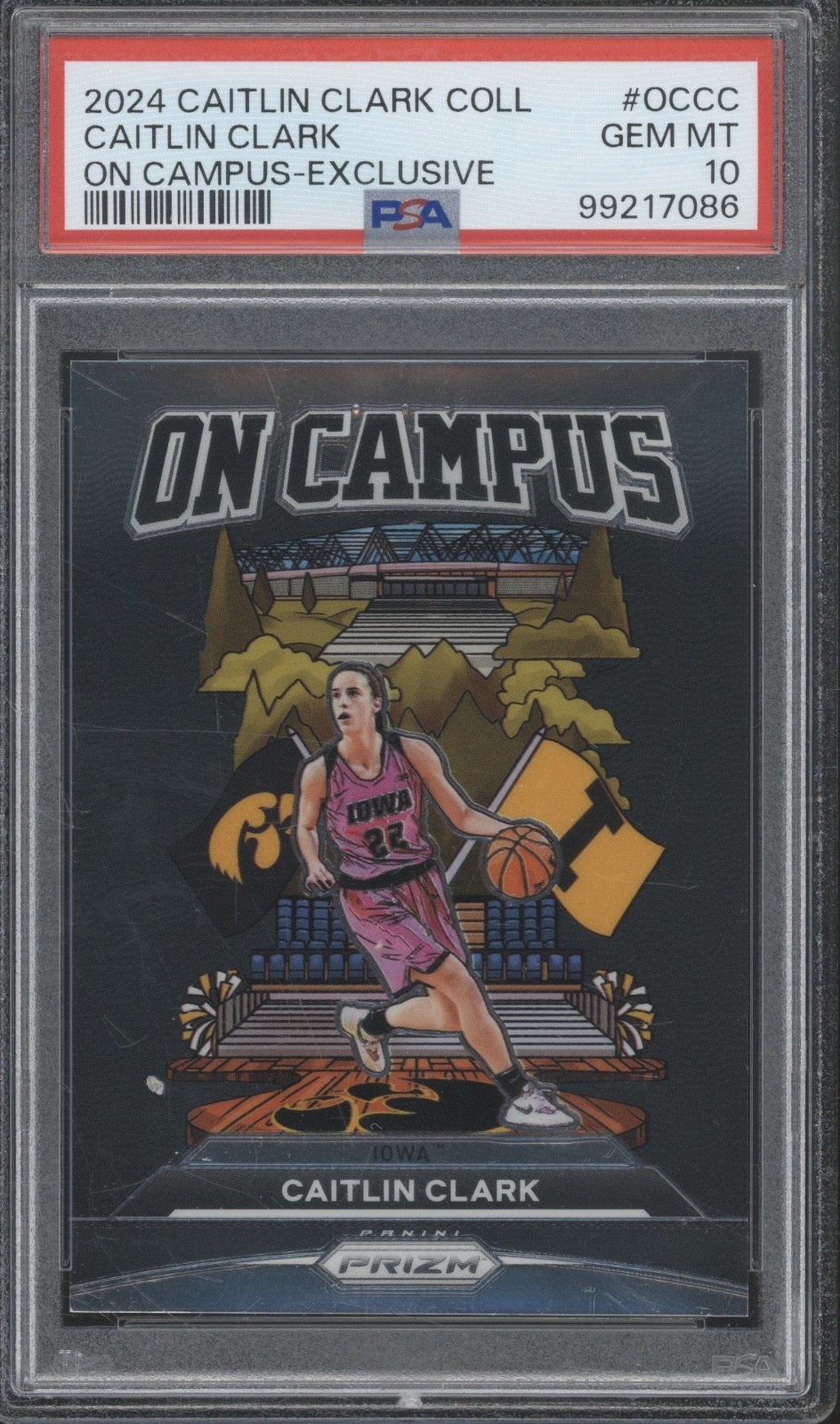 2024 Prizm On Campus Exclusive Rare Pink Jersey Caitlin Clark RC Gem Mint PSA 10