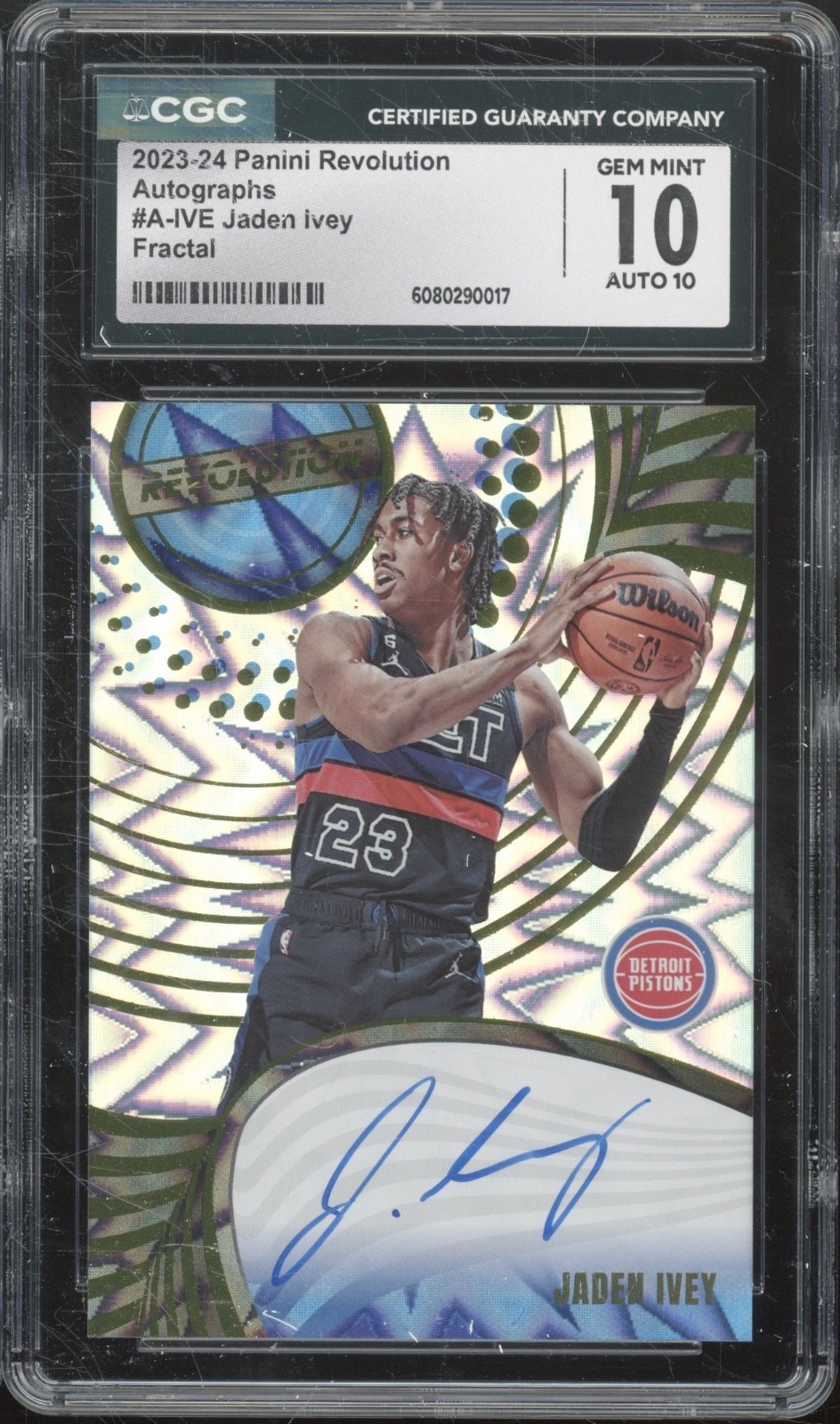 2023 Panini Revolution Fractal Jaden Ivey 34/75 RC Gem Mint CGC 10 10 Auto