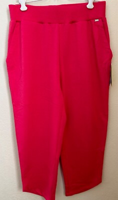 FDJ iMove Womens Size S/P French Terry Capri Pants W/ Tulip Hem In Hot Cherry