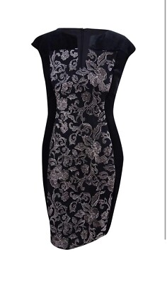 Connected Women's Velvet Metallic Mesh Sheath Dress Size 8