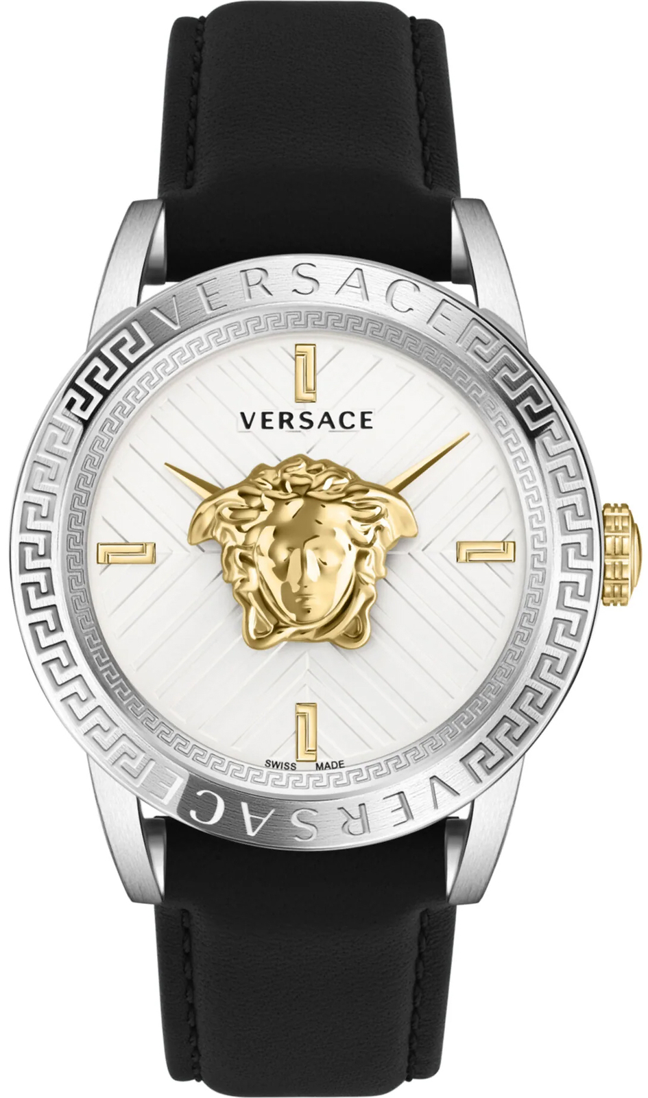 Versace VESN00222 V-Code Palazzo silver gold black Leather Versace VESN00222 V-Code Palazzo silver gold black Leather