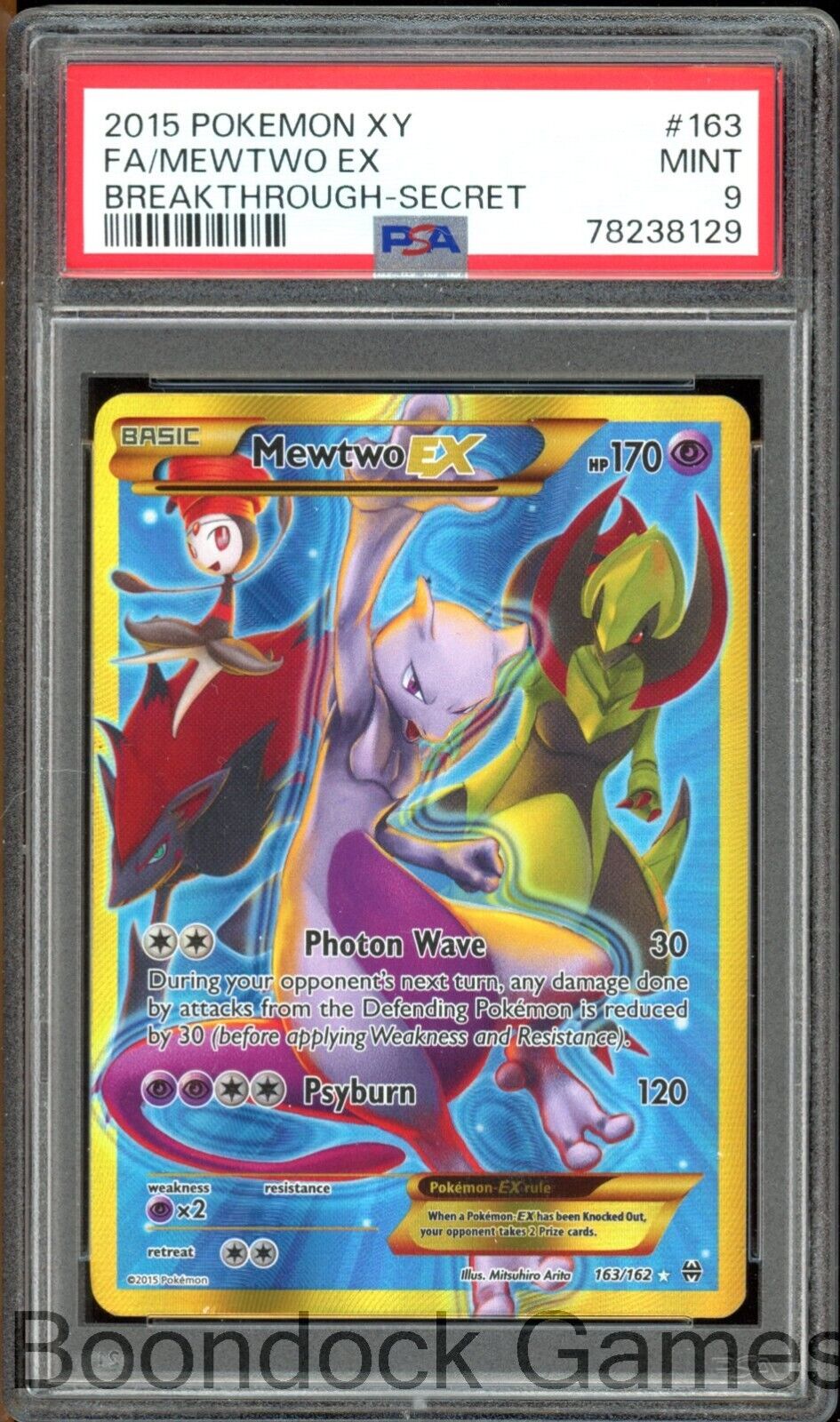 PSA 9 Mewtwo EX 163 Pokemon XY Breakthrough Secret Rare PSA 9 Mewtwo EX 163 Pokemon XY Breakthrough Secret Rare