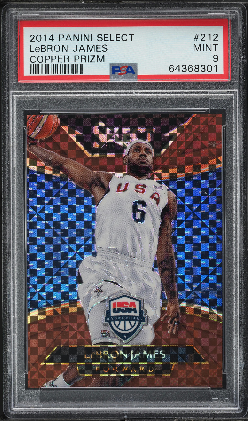 ☆ LeBRON James Select Copper  49枚限定 2014 Select Lebron James #212 Copper Prizm (40/49) PSA 9