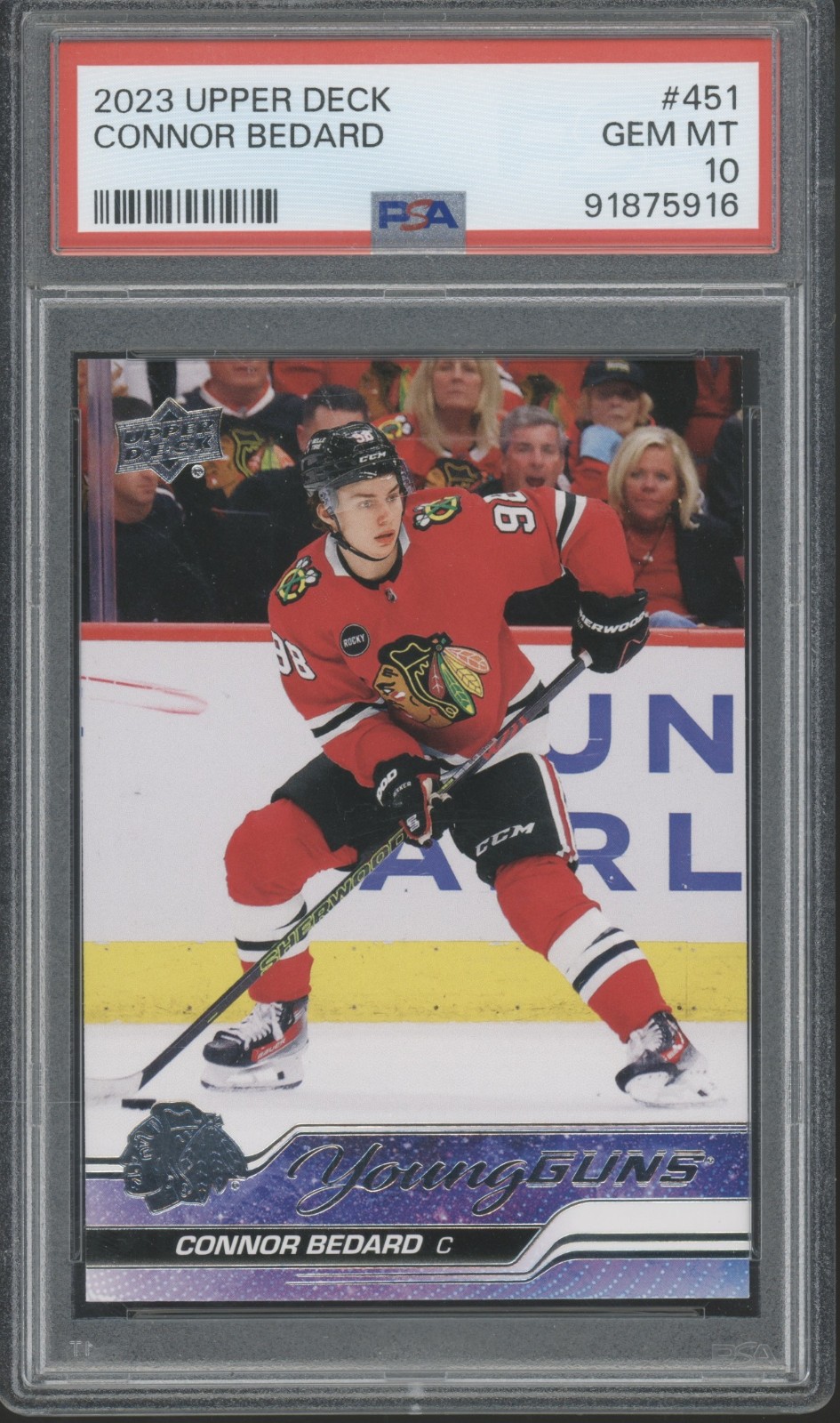 2023 Upper Deck Young Guns #451 Connor Bedard RC Rookie Gem Mint PSA 10