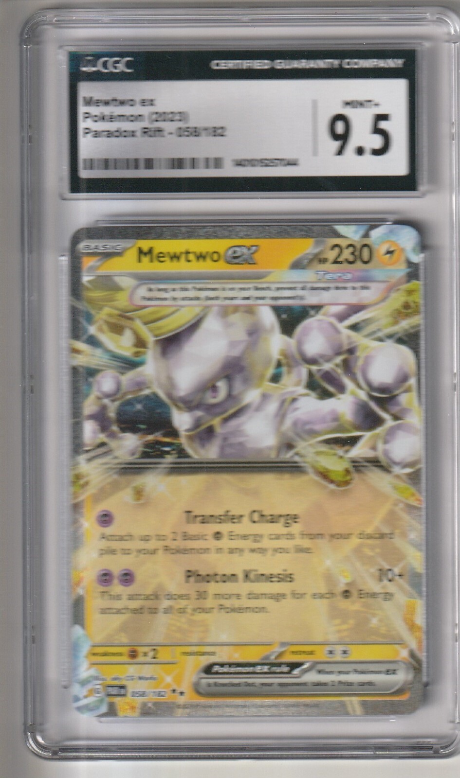 Pokemon Tcg Paradox Rift Mewtwo ex 058/182 CGC Graded 9.5