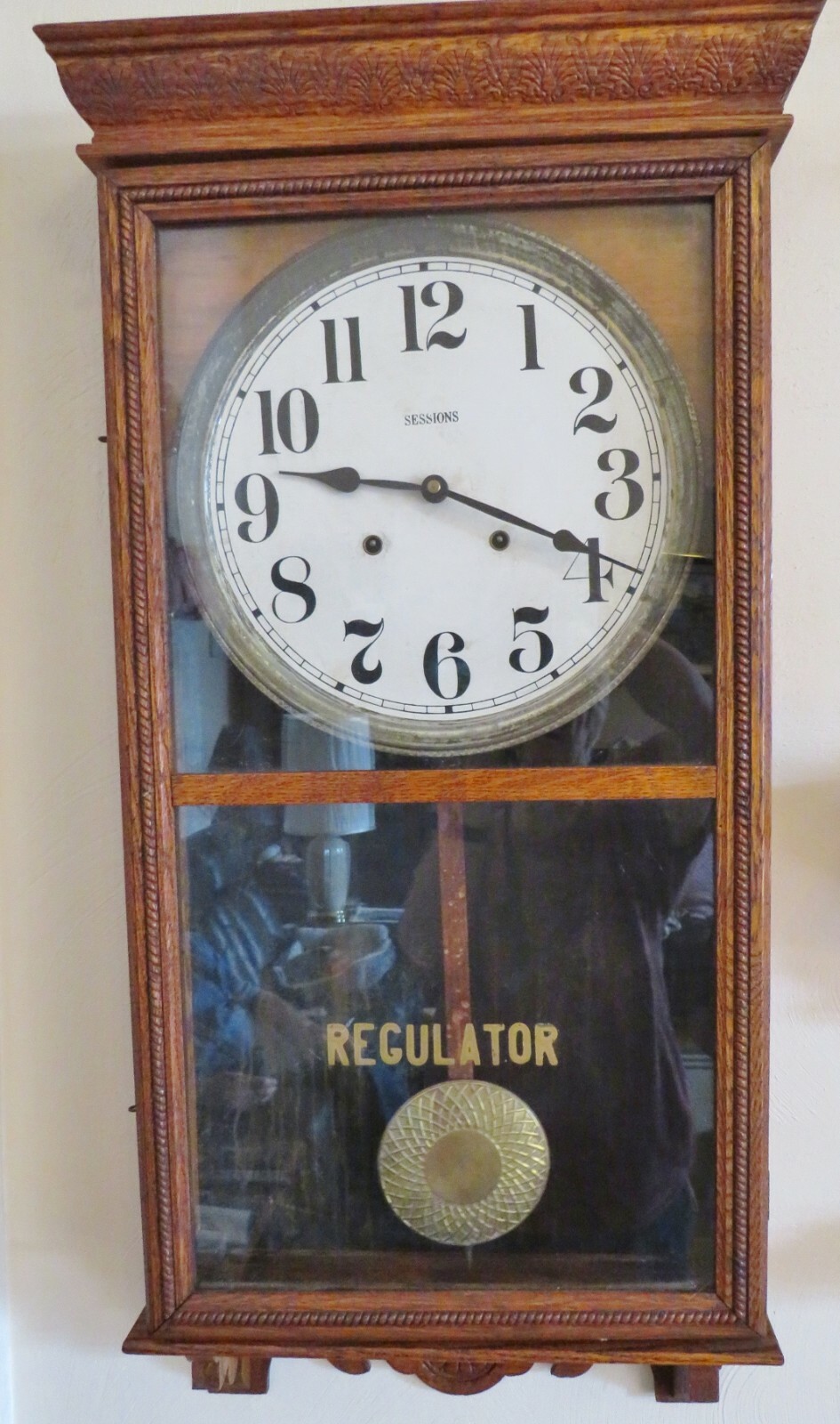 Antique Sessions Regulator Clock CalendarRailroad School Office36