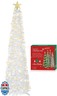 HMASYO 5 FT Pop Up Christmas Tree with Timer Lights, White Tinsel Christmas Tree with Snowflake Ornaments, Collapsible Artificial Pencil Tree Xmas Decoration for Home, Office, Easy Assembly