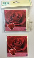 Ohne Text – Minikarte – 8 x 8 cm - mit Briefumschlag – Liebe/Herz/Rose
