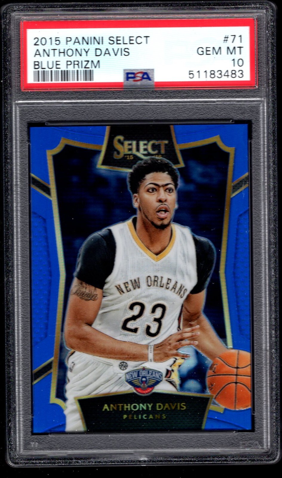 2015-16 SELECT BLUE PRIZM #71 ANTHONY DAVIS 36/249 PSA 10
