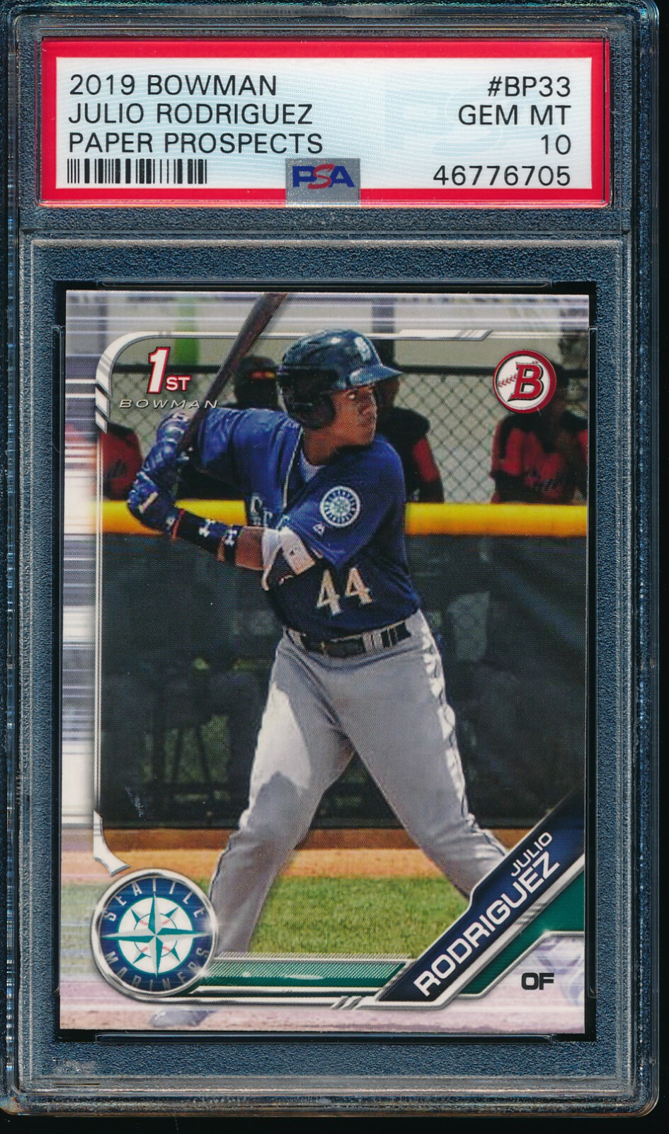 【超希少_PSA10】Julio Rodriguez_RCカード_1桁シリアル PSA 10 JULIO RODRIGUEZ 1st 2019 Bowman Paper #BP33 Mariners