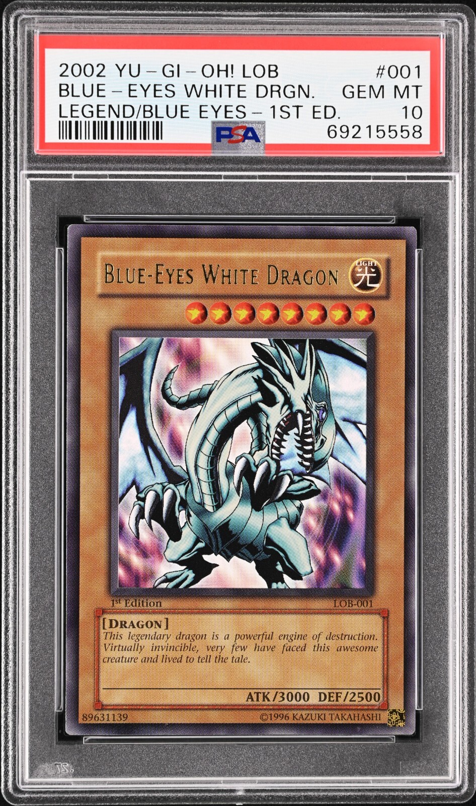 【鑑定品】PSA10 BLUE EYES WHITE DRAGON PSE PSA 10 - Blue-Eyes White Dragon LOB-001 Ultra Rare 1st Ed