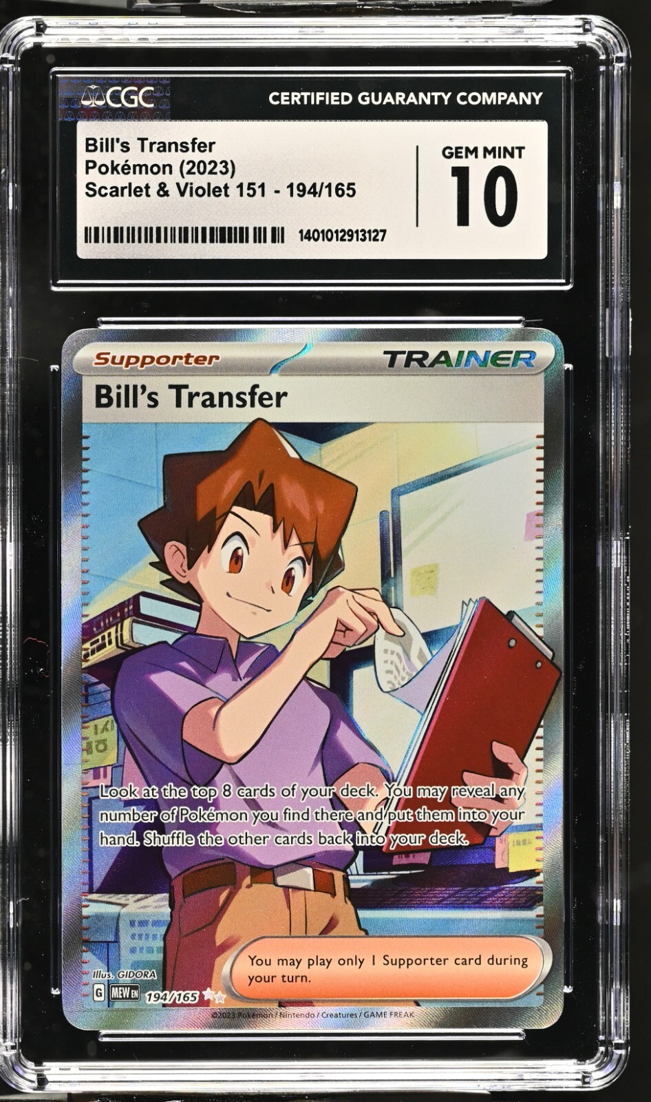 CGC Graded 10 Bill's Transfer 194/165 151 Secret Rare