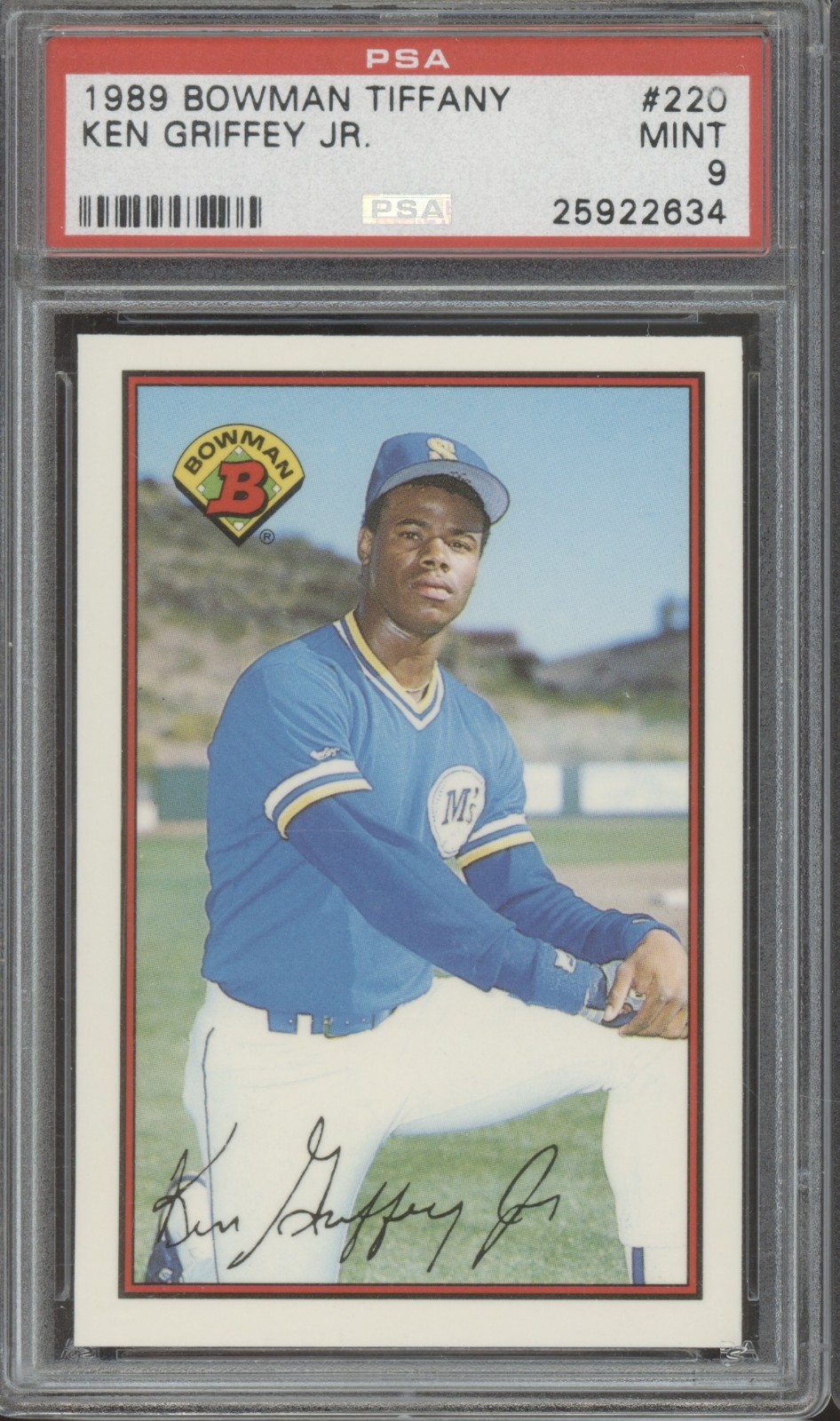 1989 Bowman Tiffany #220 Ken Griffey Jr. RC Rookie Mint PSA 9