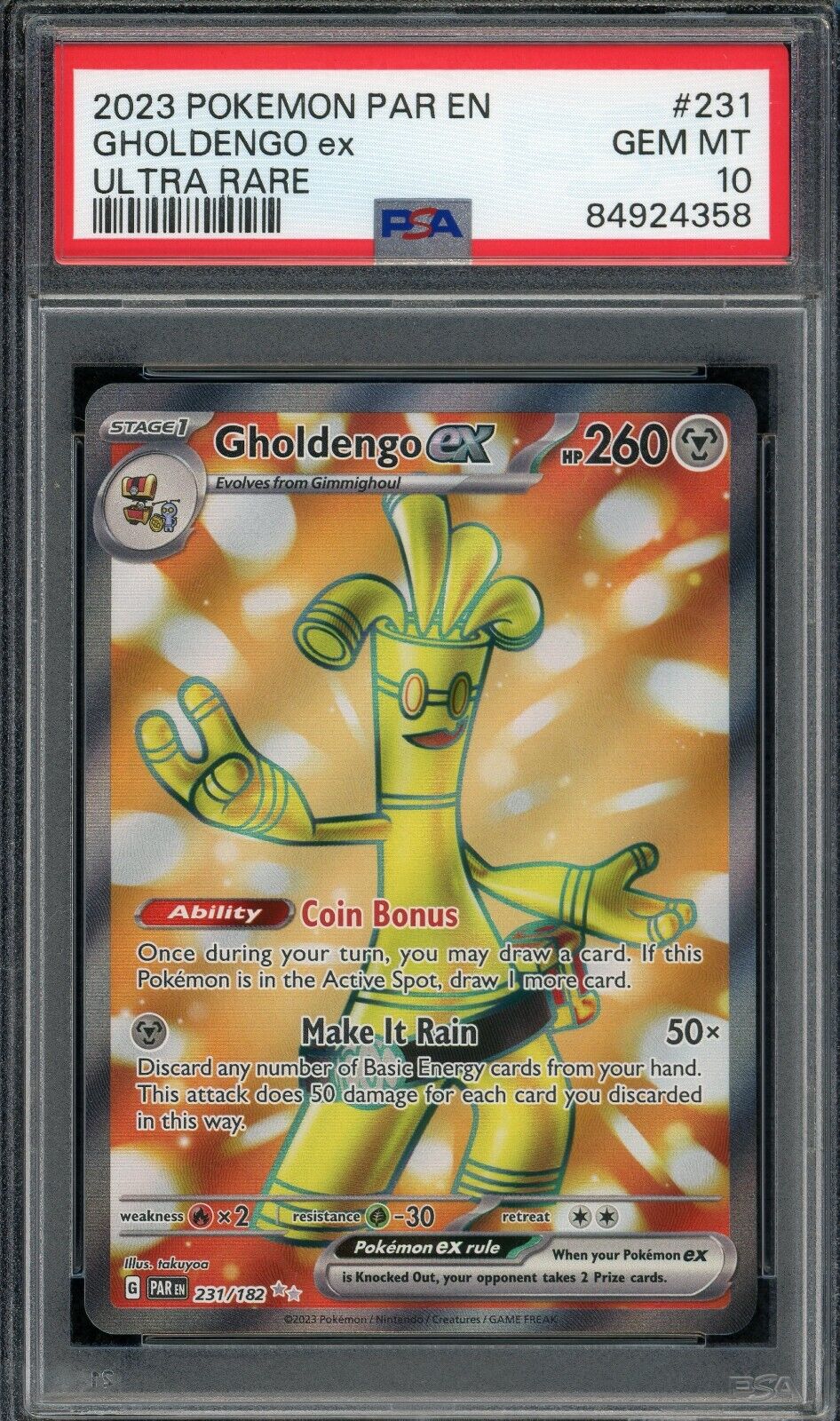 2023 PSA 10 Pokemon Paradox Rift Gholdengo ex Full Art 231 2023 PSA 10 Pokemon Paradox Rift Gholdengo ex Full Art 231