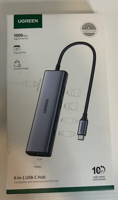 UGreen 6-in-1 USB-C Hub.  Compatible With Windows/macOS/Linux