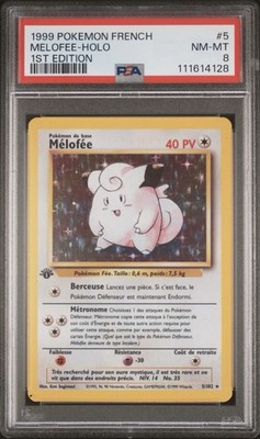 1999 Pokemon FRENCH 1st Edition Base Set Mélofée-Clefairy Holo 5/102 PSA 8 NM-MT