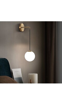 Bektas Globe Sconce Mid Century Modern Brass Gold Wall Sconce Light Indoor Glass