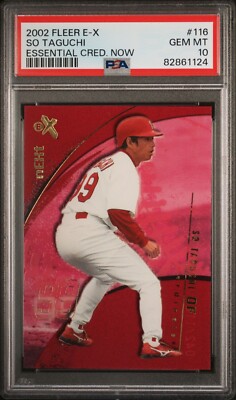 2002 SO TAGUCHI FLEER E-X ESSENTIAL CREDENTIALS NOW (42/116) ROOKIE #116  PSA 10
