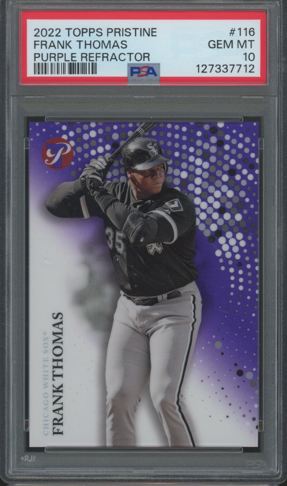 2022 Topps Pristine Purple Refractor #116 Frank Thomas /99 Pop 3 Gem Mint PSA 10
