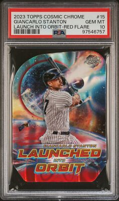 2023 TOPPS COSMIC CHROME LAUNCHED INTO ORBIT #15 GIANCARLO STANTON 5/5 PSA 10