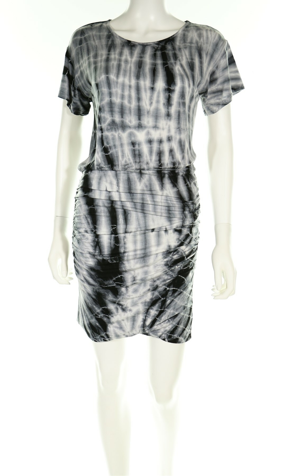 Freiche 134143 Womens Black/Gray Tie-Dye Short Sleeve Shift Dress Size Medium