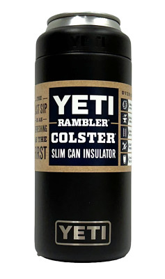 YETI Rambler Colster 12 oz Slim Can Cooler Insulator -  Black 100% AUTHENTIC