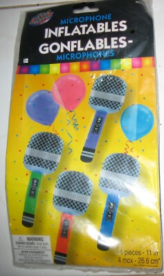 AMSCAN - MICHROPHONE INFLATABLES - NEW - 4 INFLATABLE MICHROPHONES FOR PARTY