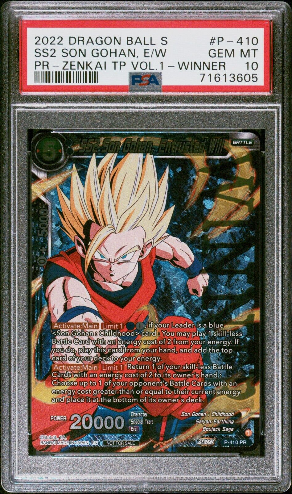 PSA 10 *WINNER* Dragon Ball Super DBS SS2 Son Gohan PSA 10 *WINNER* Dragon Ball Super DBS SS2 Son Gohan