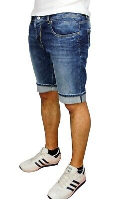 Jeans Pantaloni corti uomo blu denim shorts bermuda estivi in cotone