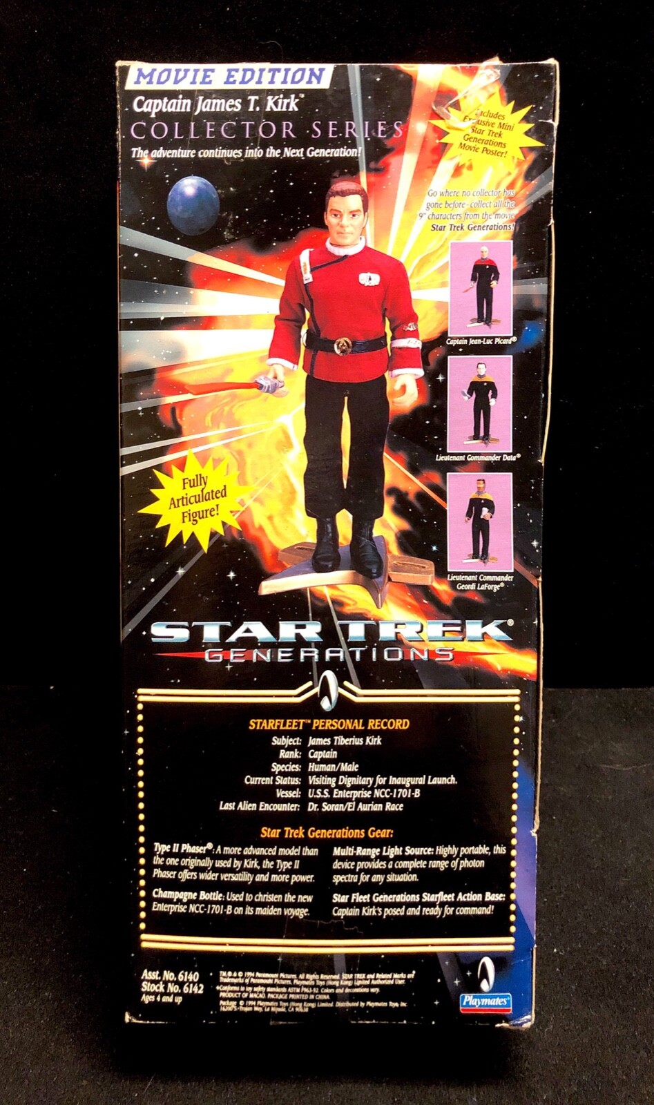 Vintage 1994 Star Trek Generations Captain James T. Kirk Playmates Movie Edition