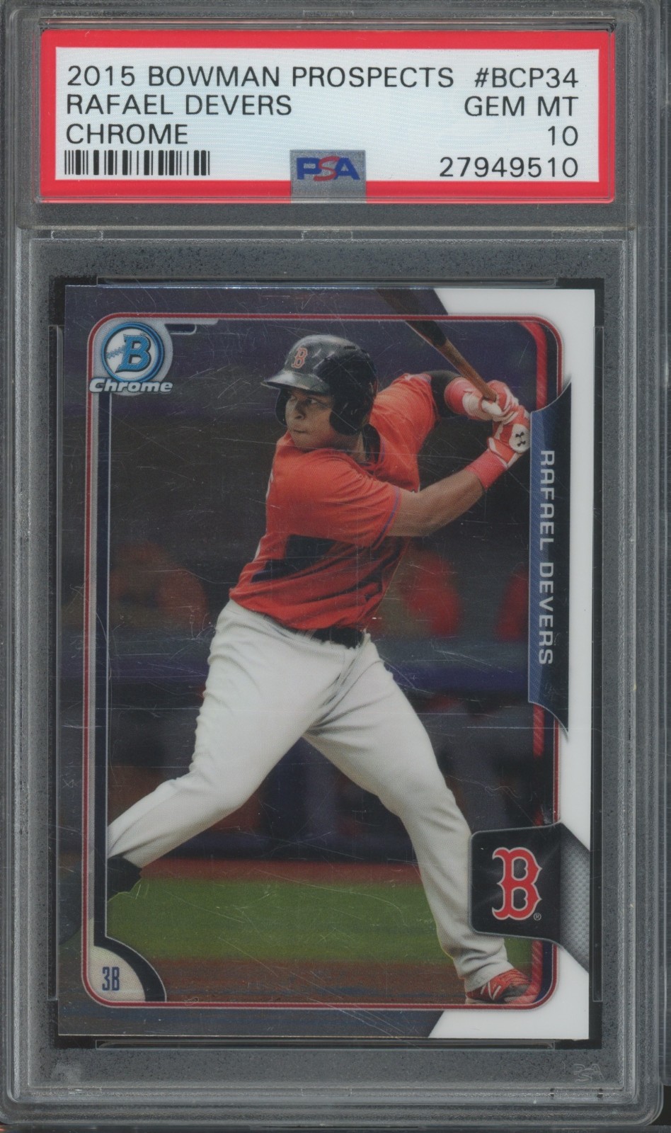 2015 Bowman Chrome #BCP34 Rafael Devers RC Rookie Gem Mint PSA 10