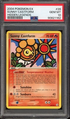 2004 POKEMON EX #26 SUNNY CASTFORM GEM MT PSA 10 HIDDEN LEGENDS 26/101