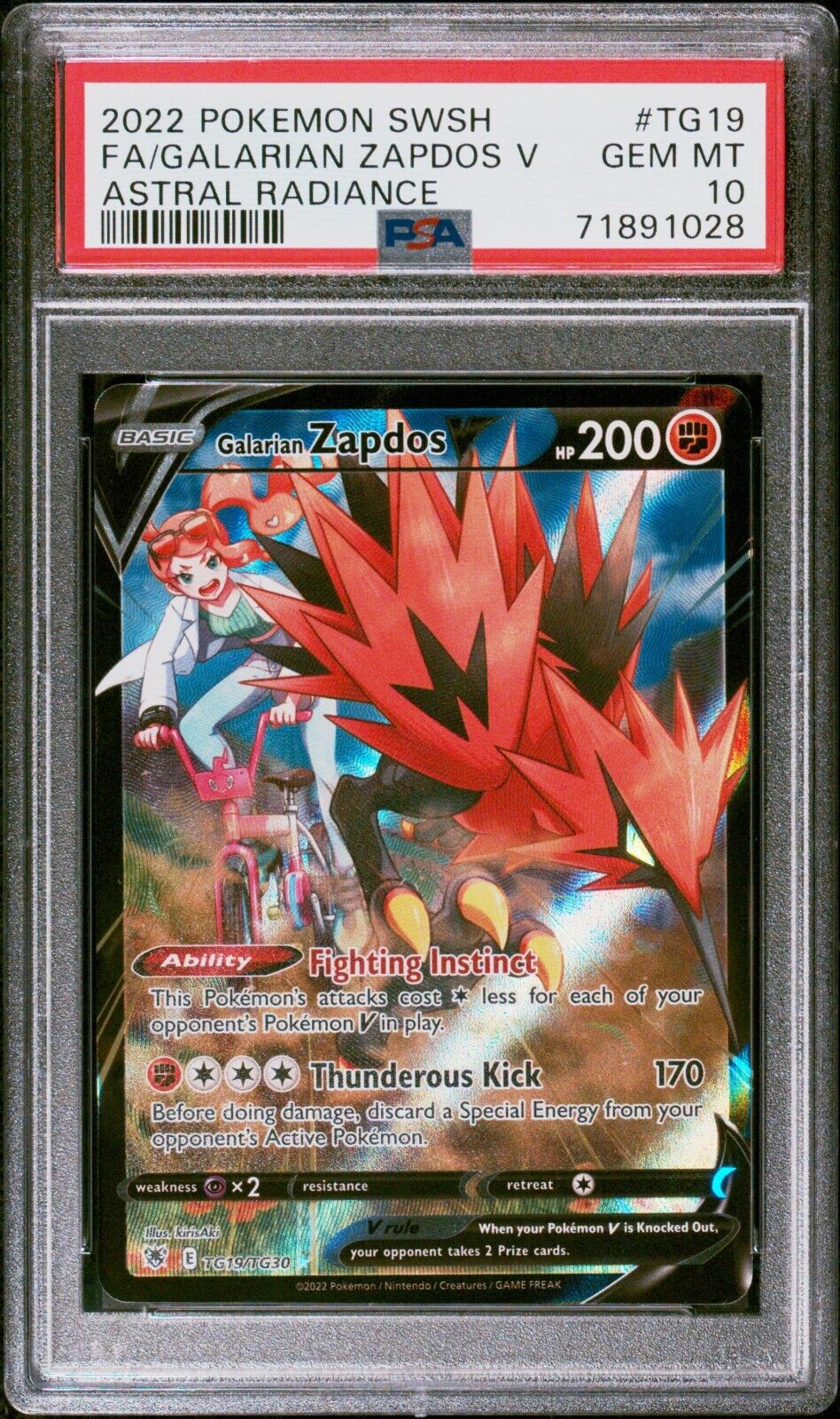 PSA 10 Galarian Zapdos V TG19/30 Pokemon 2022 Astral PSA 10 Galarian Zapdos V TG19/30 Pokemon 2022 Astral