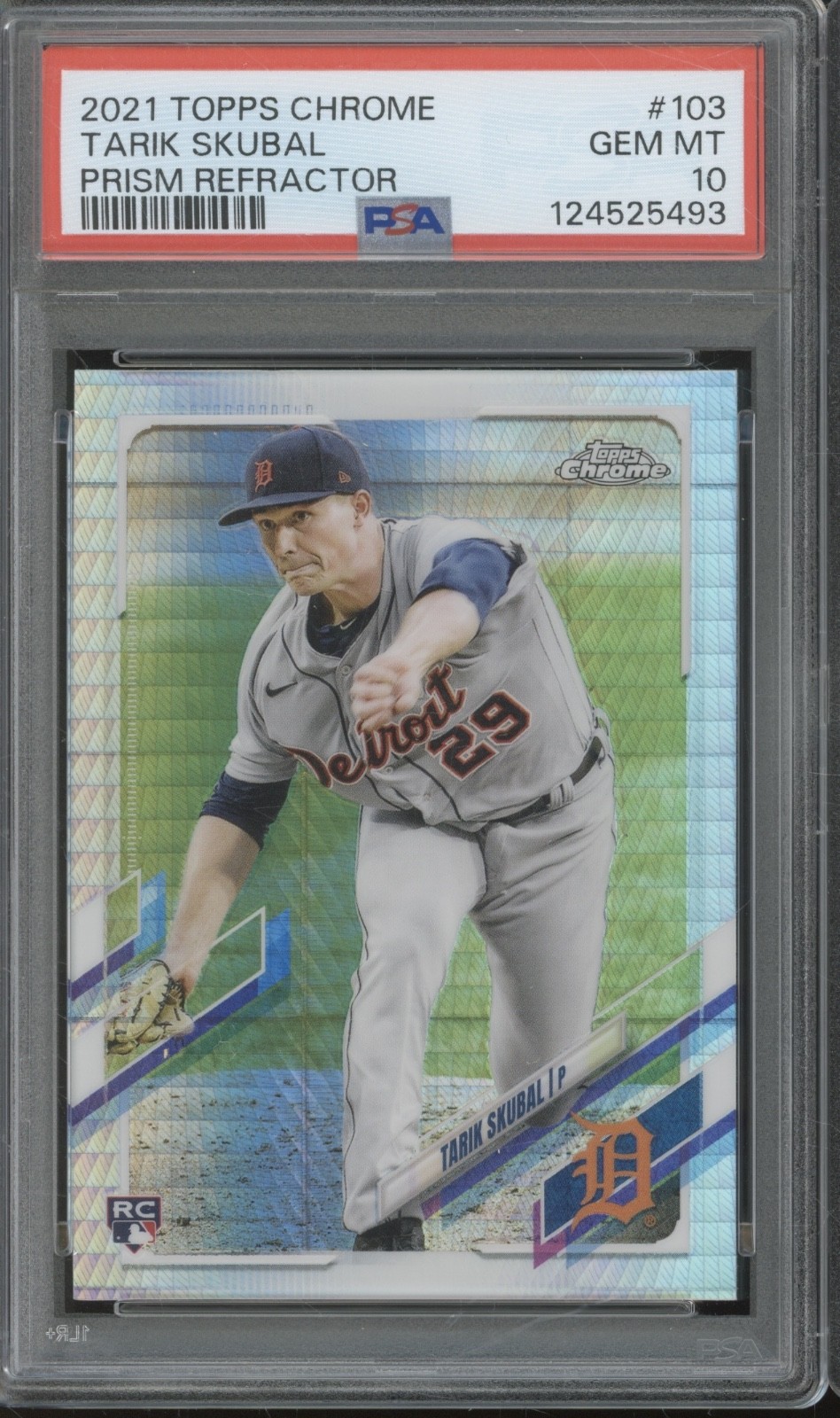 2021 Topps Chrome Prism Refractor #103 Tarik Skubal RC Rookie Gem Mint PSA 10