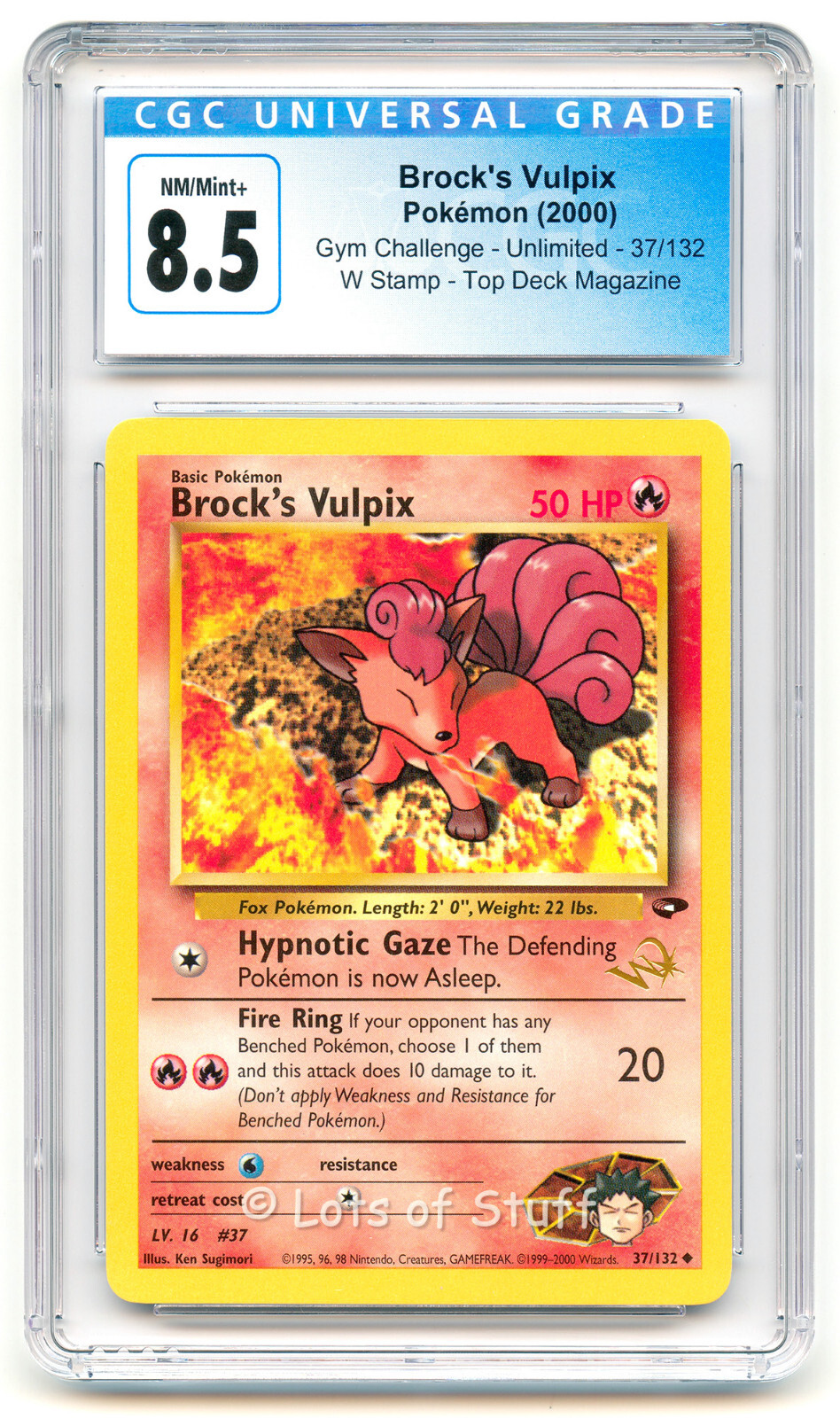 CGC 8.5 NM/MINT+ Brock's Vulpix W Stamped Gym Challenge