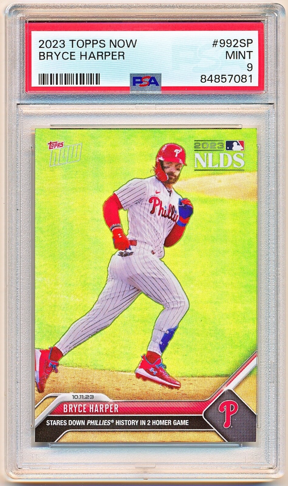 2023 Topps Now Bryce Harper 2 Homer Game Stare Down Foil SSP