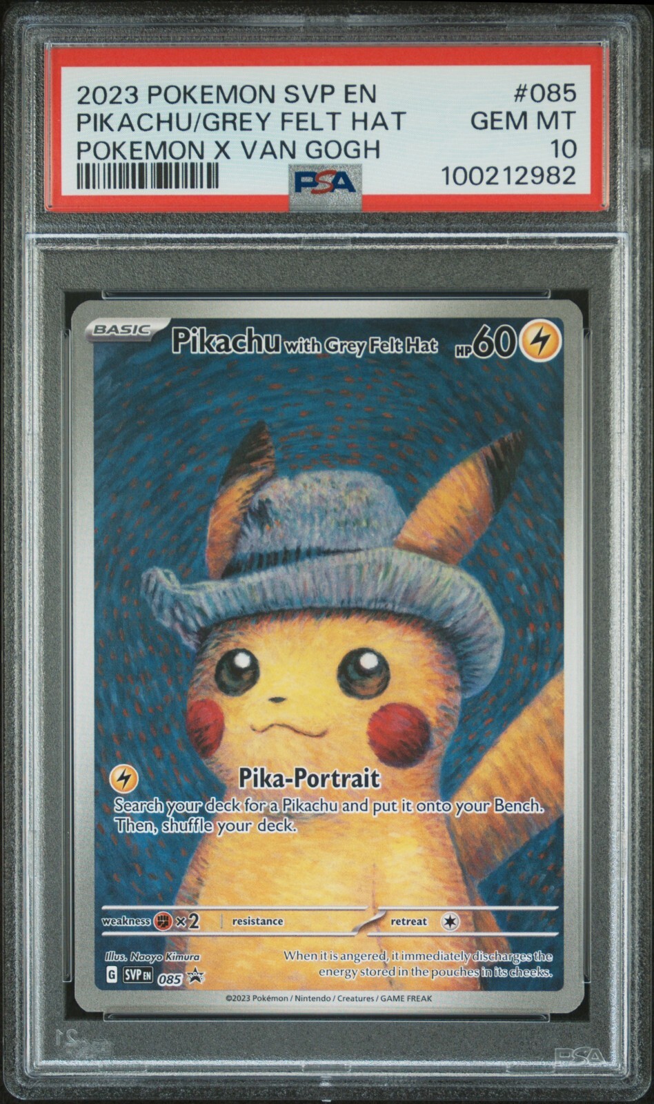 Pokemon Van Gogh Pikachu with Grey Felt Hat Promo SVP 085 Pokemon Van Gogh Pikachu with Grey Felt Hat Promo SVP 085
