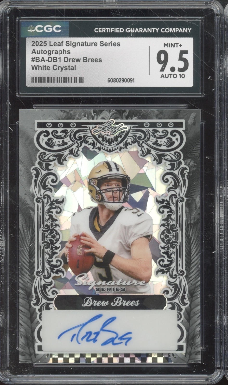 2025 Panini White Crystal Drew Brees 1/1 Autograph Mint+ CGC 9.5 10 Auto