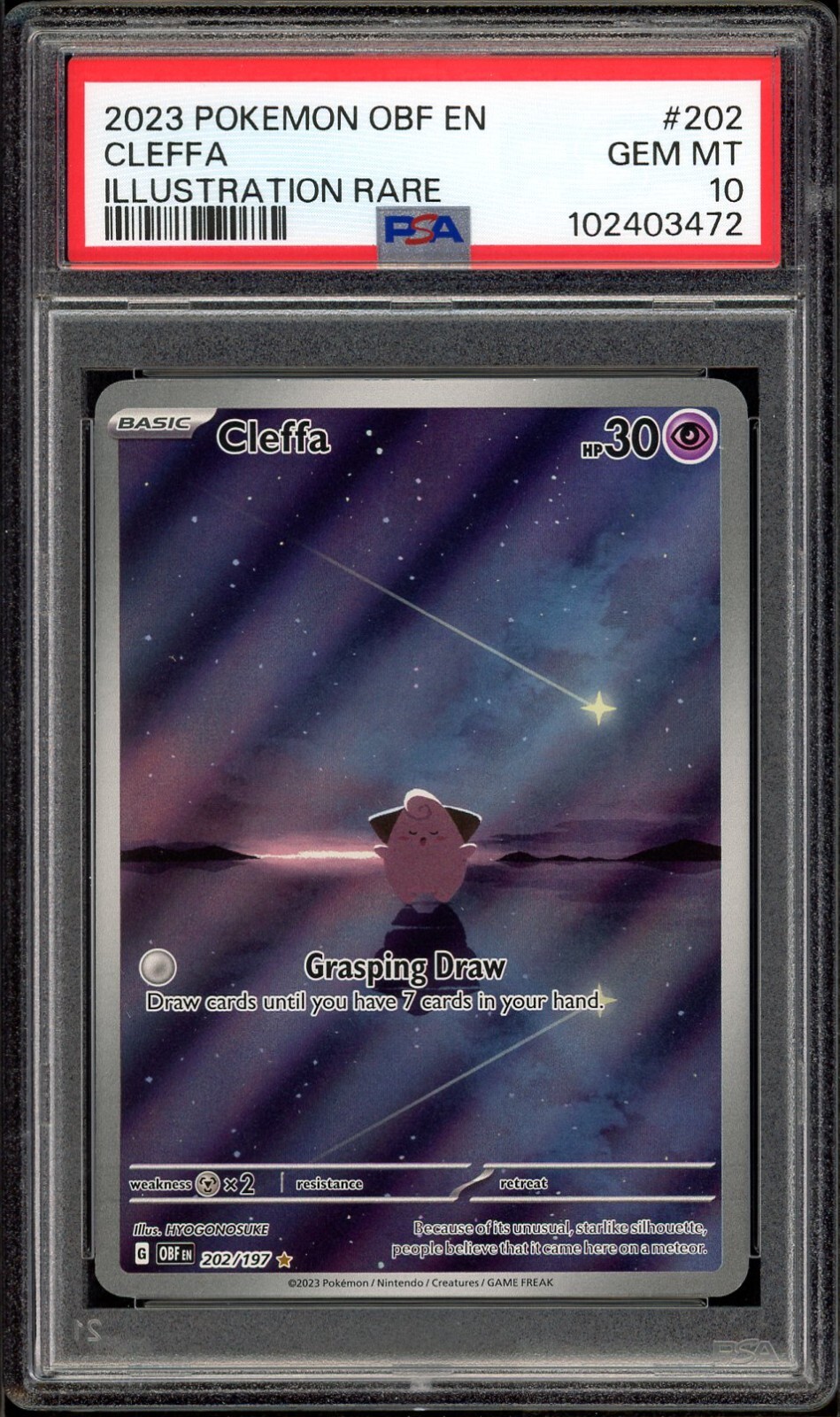 2023 PSA 10 Pokemon Obsidian Flames Cleffa Illustration Rare