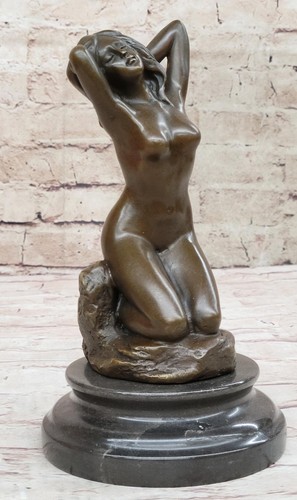 Morning Stretch Nude Female Figure Naked Girl Bronze Statue Sculpture Art Deco