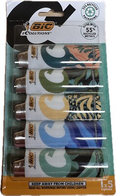 NWT 5 Pk BIC Lighters ECOLUTIONS Limited Ed. Aqua/Blue/Tan/Green/Teal (#15)