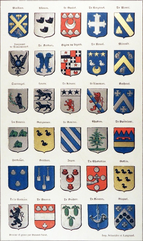 Heraldisme: Blason Famille Bretonne (HarscouÃ«T, Botherel, Le Gonidec, Gicquel..)