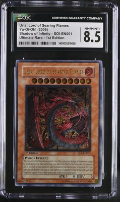 CGC 8.5 Yugioh Uria, Lord of Searing Flame SOI-EN001 Ultimate Rare 1st Edition